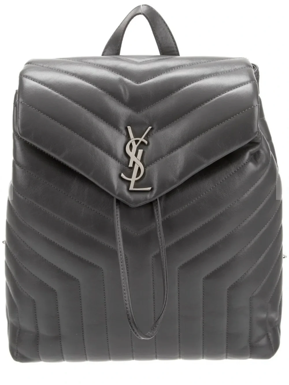 Authentic Saint Laurent Gray Medium Chevron Leather Backpack